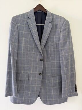 Men's Light Blue Windowpane Blazer Pronto Uomo Platinum